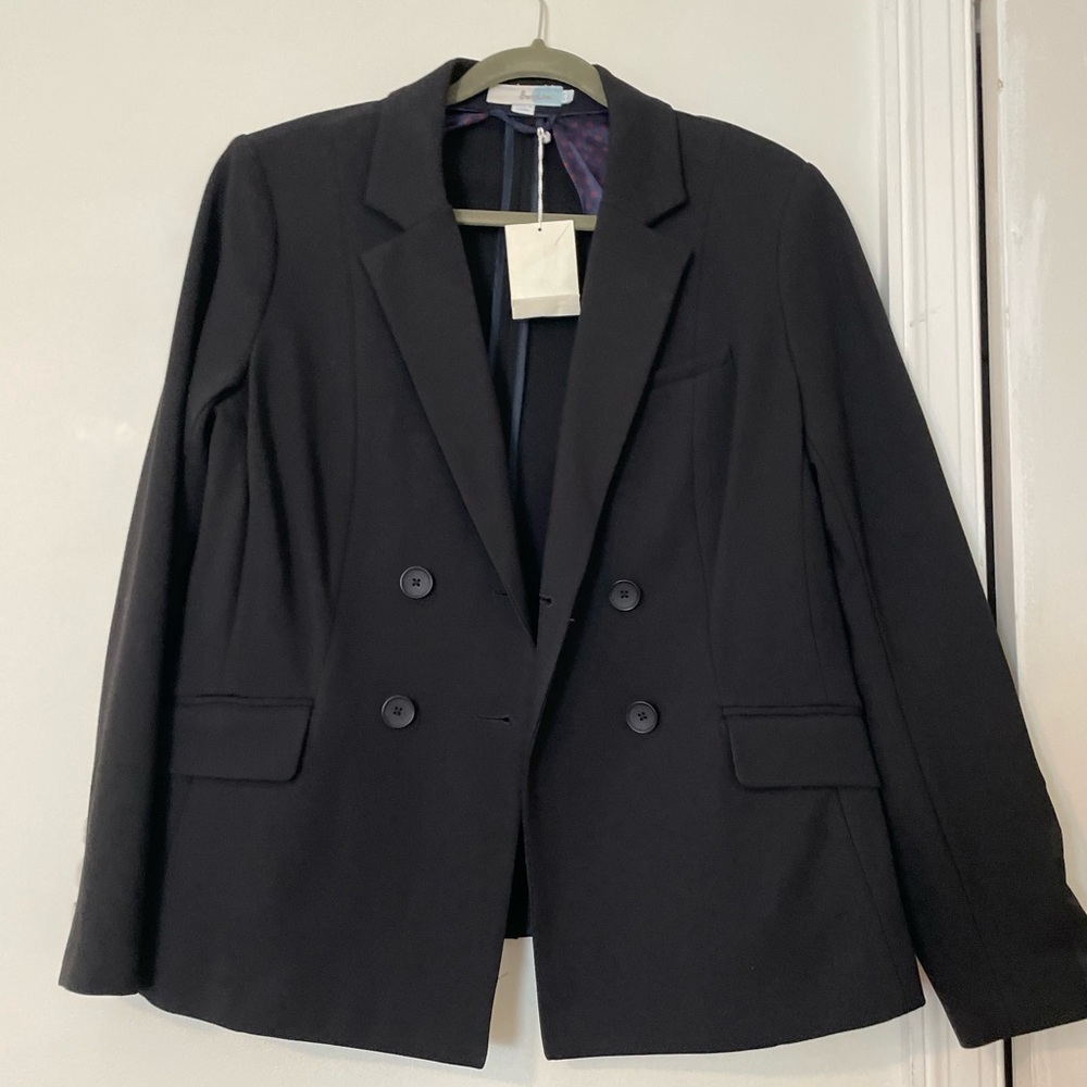 Boden Navy Blazer with Polka Dot Lining